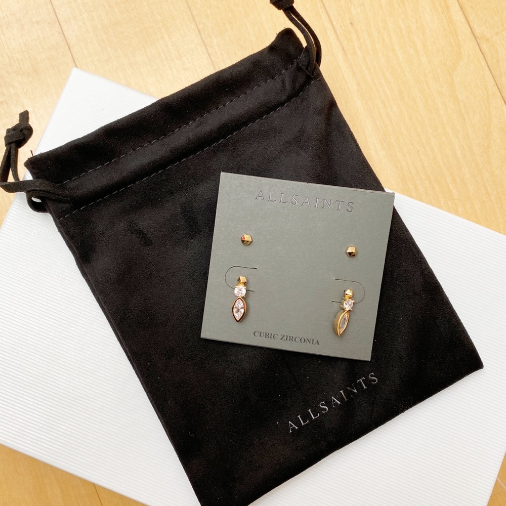 ALLSAINTS Gold Tone Stud Earrings Set